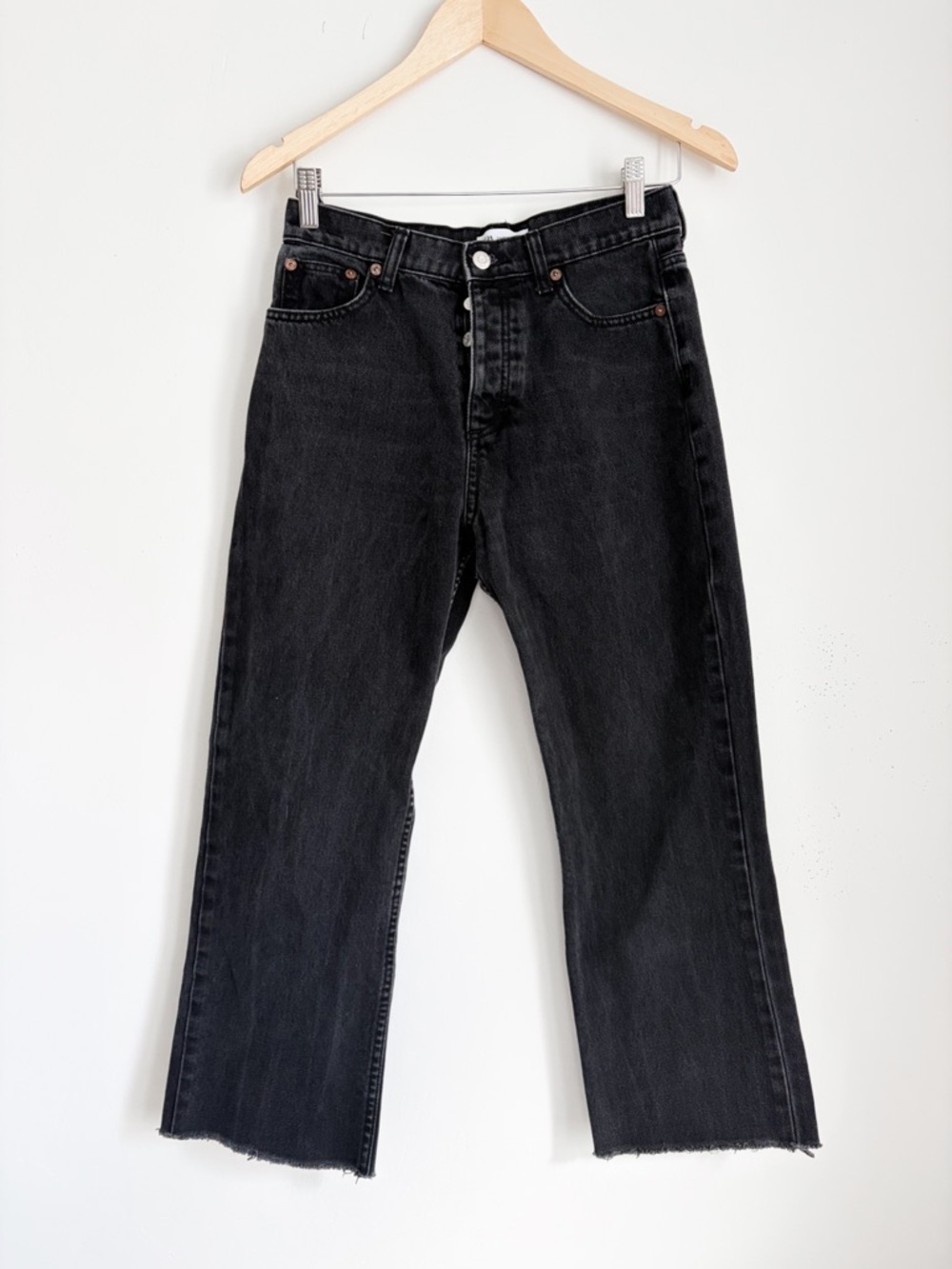 Zara High-Rise Marine Straight Leg Jeans - Size 4, Black